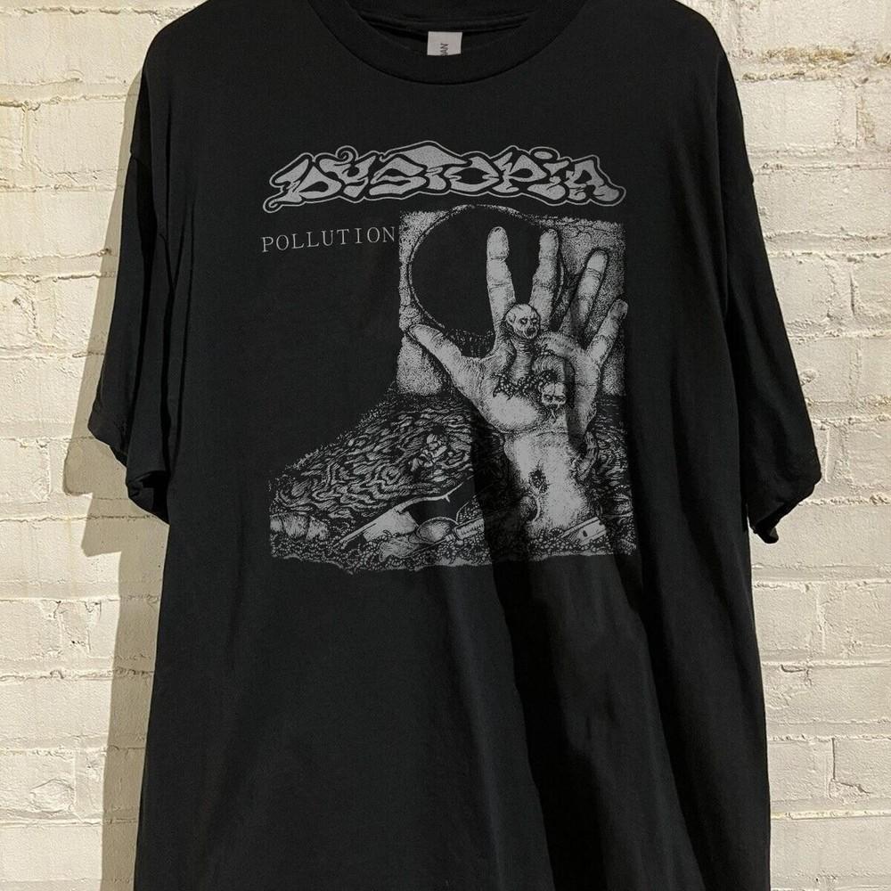 Dystopia Pollution Band Classic Style Black Cotton T shirt Unisex S5XL KH14010 Unisex T-Shirt XL