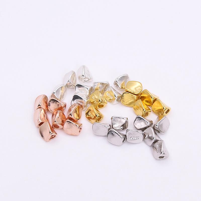 S925 Sterling Silver Square Loose Spacer Beads for DIY Handmade Jewelry