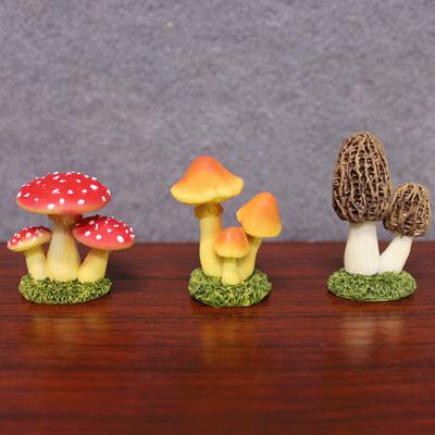 3 ks Mini Garden Simulated Houbová ozdoba Dekorace Socha Vodotěsná figurka Pryskyřice Příslušenství k zahradním dekoracím na trávník Kawaii