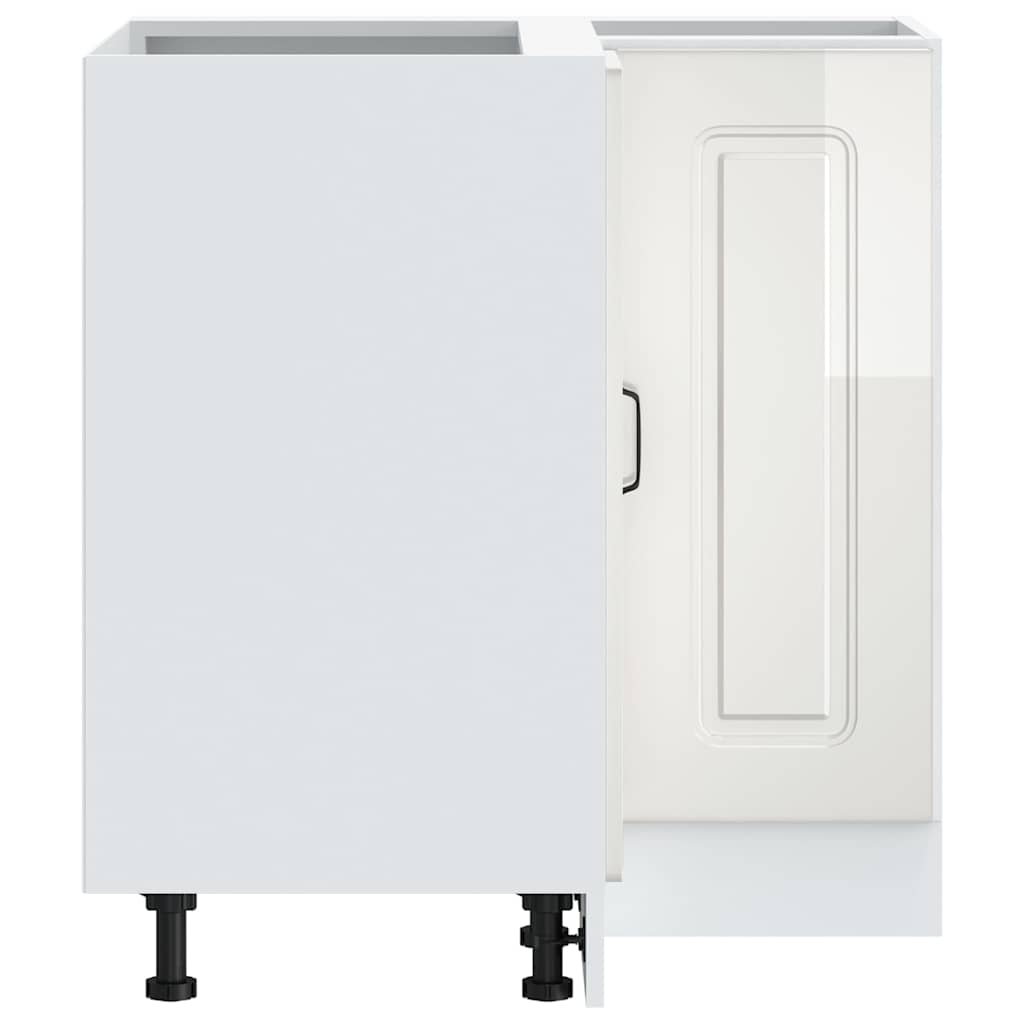 Kitchen Corner Base Cabinet Kalmar High Gloss White Particleboard