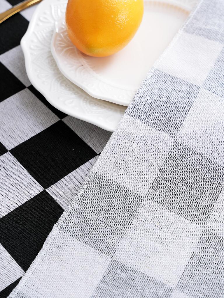 Retro Luxury Plaid Tablecloth Dustproof Non-Slip for Living Room Kitchen Dining Table Decor Checkered Design