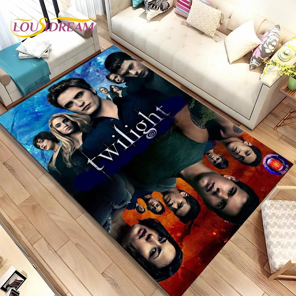 Tapete de Área Impresso em HD Saga Crepúsculo Grande, Tapete para Sala de Estar Quarto Sofá Capacho Decoração, Tapete de Chão Antiderrapante para Crianças