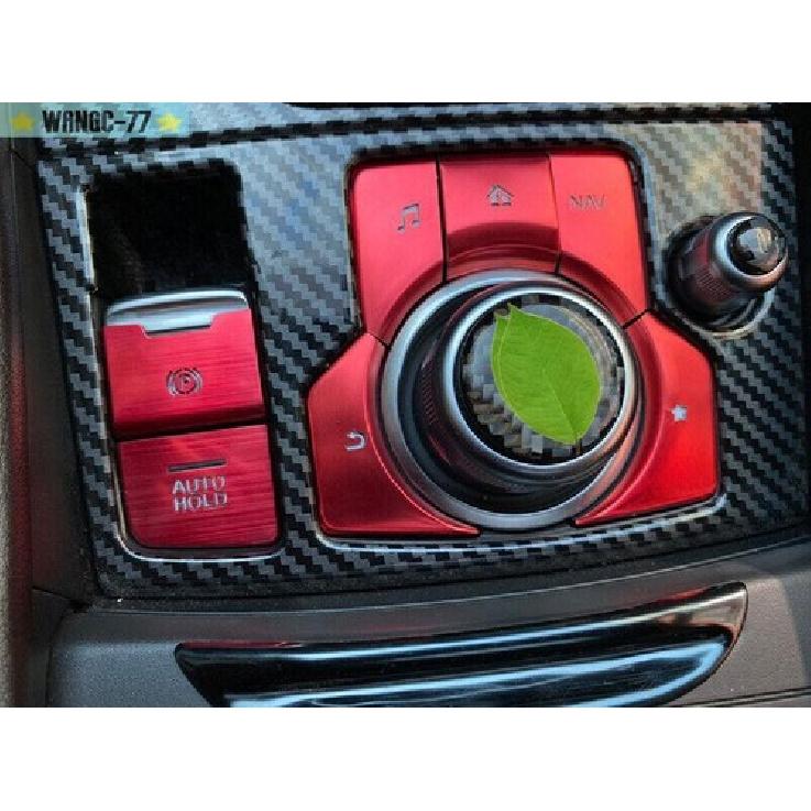 For Mazda CX-5 2017- Red Aluminum Central Console Multimedia Button Sticker