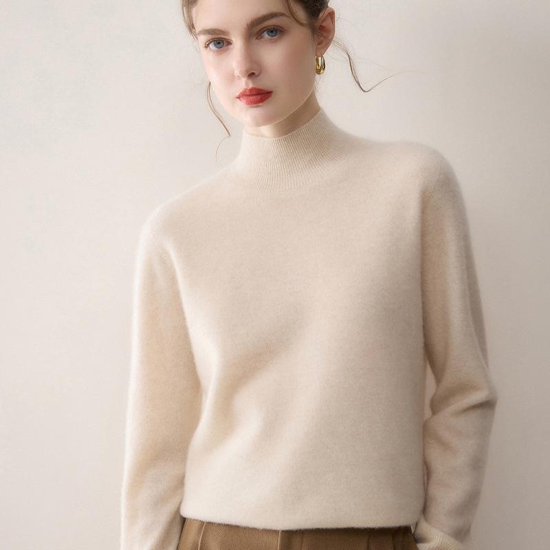 Women's 100% Pure Cashmere Sweater - Solid Color, Versatile & Warm Knit Base Layer.