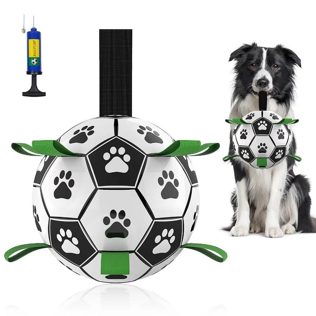 DICOCO Dog Soccer Ball TPU Chewing Suitable for All Safe and Secure Air Paw Print 19cm Ball, Shape, Ultra-Durable Coating, Reliever, Tug-of-War,