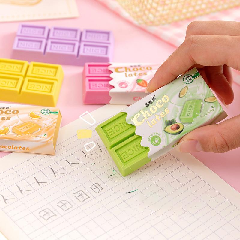Gomma Divertente Creativa al Cioccolato Kawaii Cartone Animato Casuale per Bambini Studenti Cancelleria Novità Ufficio Forniture Scolastiche
