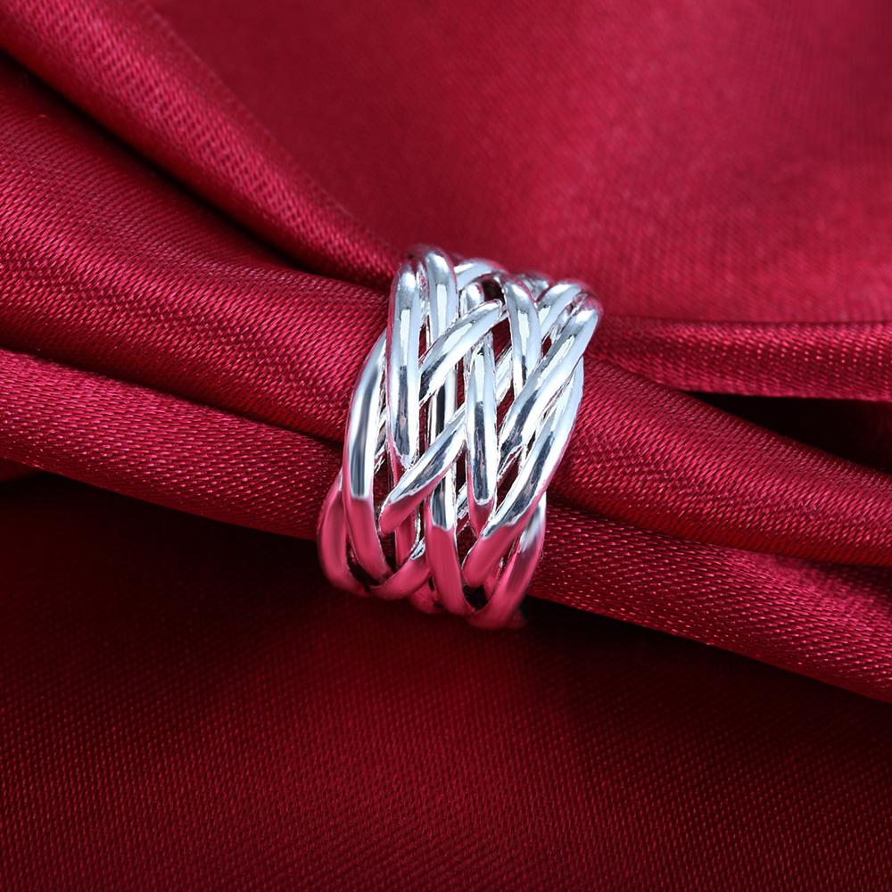925 Sterling Silver Braided Open Ring Men And Women Wedding Jewelry