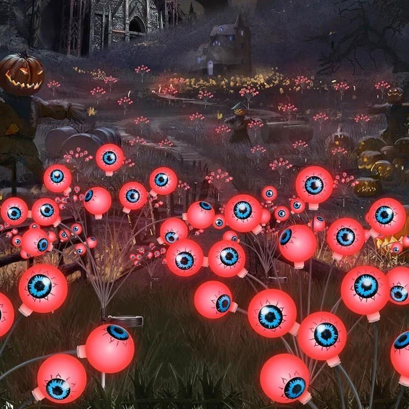 

Solar Powered Halloween Eyeball String Lights with Ground Stakes - SpookyOutdoor Garden Party Decor for Halloween & Christmas 1PC