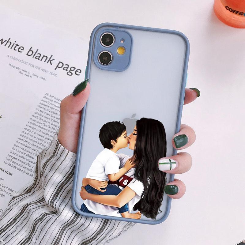Super Mom Baby Girl Son Shockproof Phone Case For iPhone 13 12 14 15 11 Pro Max Mini 16 15 14 Plus 17 Pro Max Cartoon Back Cover