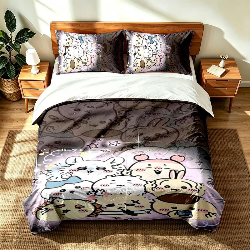 Chiikawa (5) 3pc set suitable for master bedrooms soft and comfortable an ideal gift for family and friends Includes one duvet cover and two pillowcas