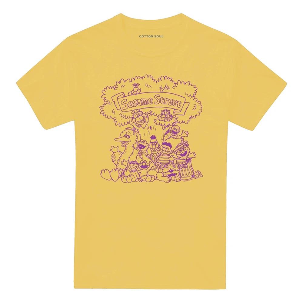 Sesame Street Simple Street 100% Cotton T-shirt Mens Tees Top S-3XL, Banana L
