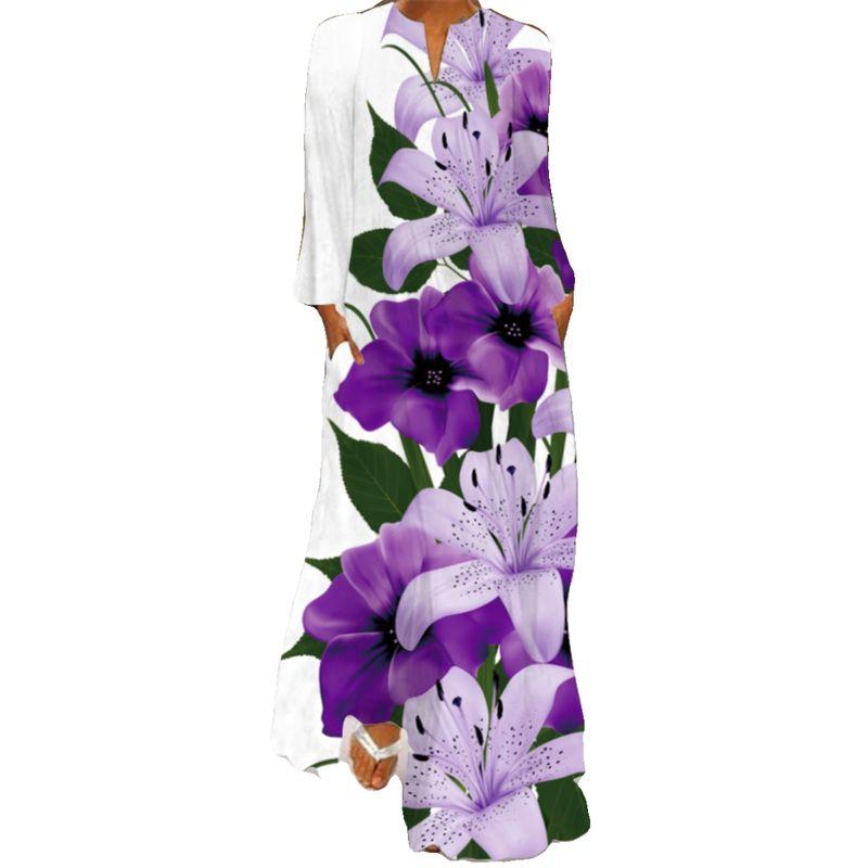 Long Sleeves Dress Women's 2025 Spring/Summer New Arrival Women's Clothing 3D Peacock Fashion Print Long Dress Travel Photography Clothes