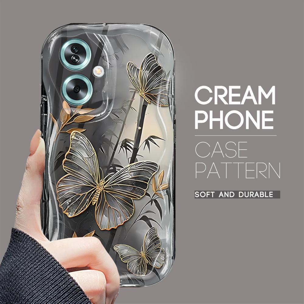 Cute Cartoon Pattern Cream Texture Casing Wavy Edge Soft Silicone Cover Phone Case for OPPO Reno Realme