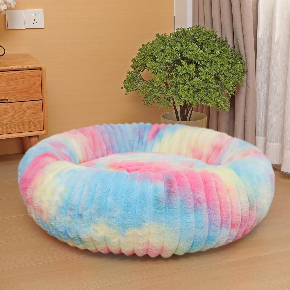 

Pet Nest Straight Rabbit Plush Pet Pad Long Hair Round Cat Nest Winter Warm Dog Bed Kennel 40cm