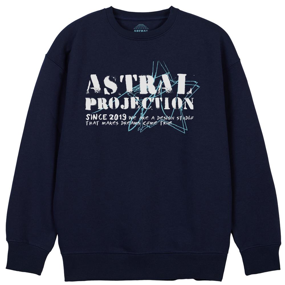 ASTRAL PROJECTION Vintage Lettering Loose Fit Sweatshirt_Navy