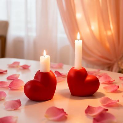 Modern Red Heart-shaped Ceramic Candlestick Valentine's Day Wedding Atmosphere Decoration