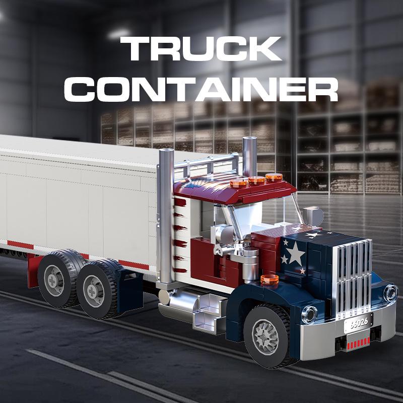 Brick Joy Transportation Truck Series: Semi-Trailer Car Building Blocks for Boys - Small Particle Assembly Toy