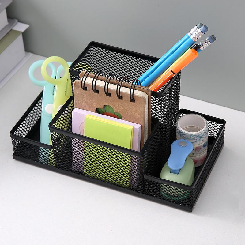 Stationery Pencil Bag Desktop Pencil Bag Creative Metal Mesh Hollow Design Student Color Pencil Large Capacity Pencil Bag