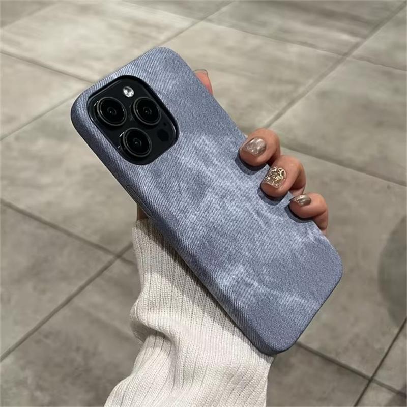Luxusní matný kožený látkový obal pro iPhone 16 15 14 Plus 13 12 Mini 11 Pro X XR XS Max Soft Shockproof Jeans Retro Thin Cover
