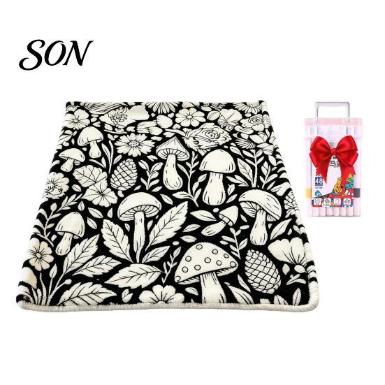 Personalized Blanket with Fabric Markers DIY Coloring 24 Markers, Color Your Own Blanket, 59" X Soft Polyester for Painting 45" Cozy Throw Sofa,