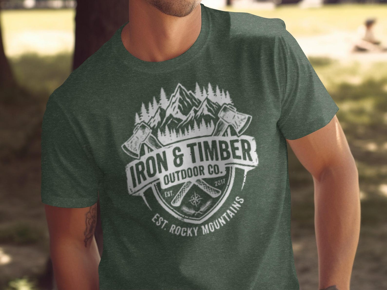 Iron and Timber Rocky Mountains Axe T-Shirt, Wilderness Outdoor Apparel 4XL