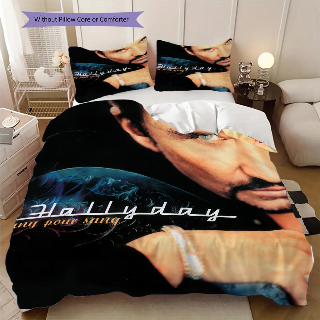 Johnny Hallyday bedding, duvet cover, pillowcase, home decoration, birthday gift (1 * duvet cover+2 * pillowcase, coreless)