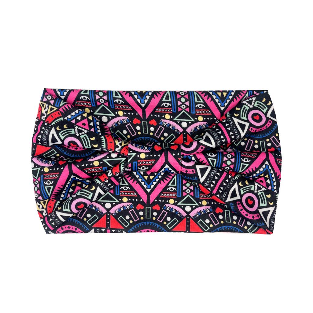 Knot Headband, Color Blocked Pattern Printed Sports Headband, Fashionable Polka Dot Wide Edge Elastic Headband