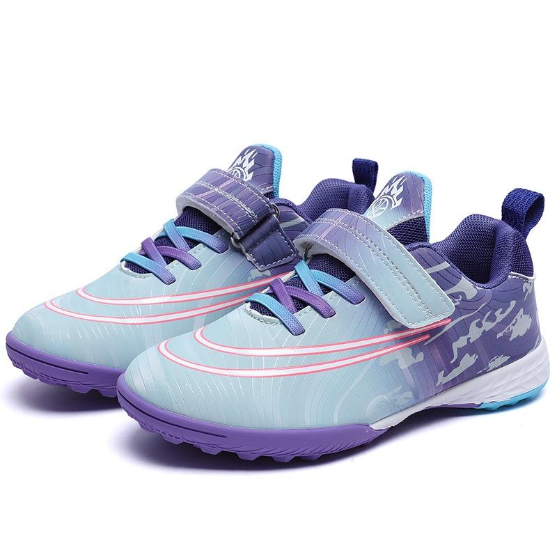 Children's Football Shoes Boys and Girls Velcro Primary and Secondary School Students Indoor Short Nail Flat-bottomed Sports Training Shoes