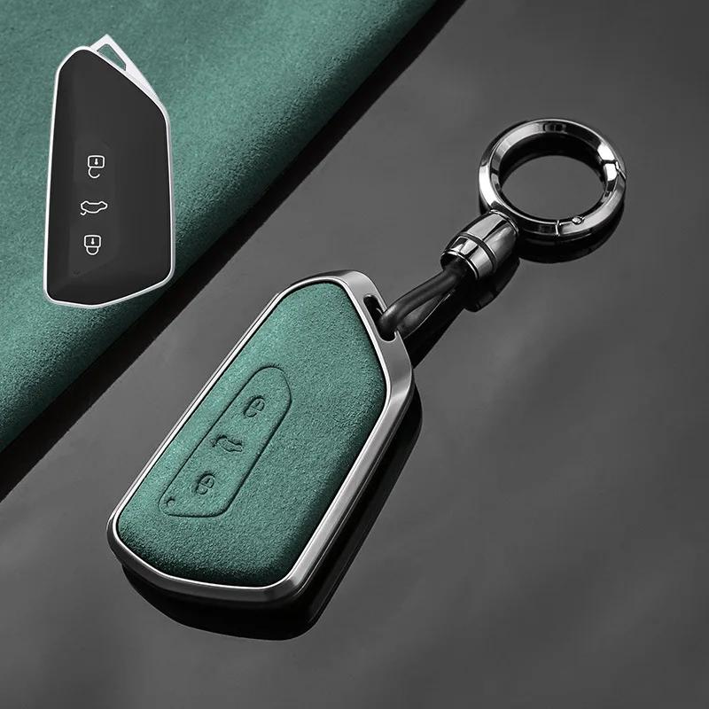 Innenverkleidung aus Aluminiumlegierung, drehbar, passend für VW Volkswagen Golf 8 Mk8 2020, Skoda 3-Tasten-Smart-Fernbedienung, Schlüsselgehäuse-Abdeckungsring
