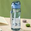 Sport-Wasserflasche aus Kunststoff mit Silikonstrohhalm, tragbar, auslaufsicher, Teetassen, Volumenmarkierung, wiederverwendbarer Becher, Fitness-Trinkgeschirr