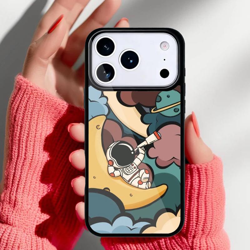Astronaut Weltraum Cartoon Handyhülle für iPhone 17 16 15 14 13 Pro Max Rückseite für 12 11 Pro Hülle