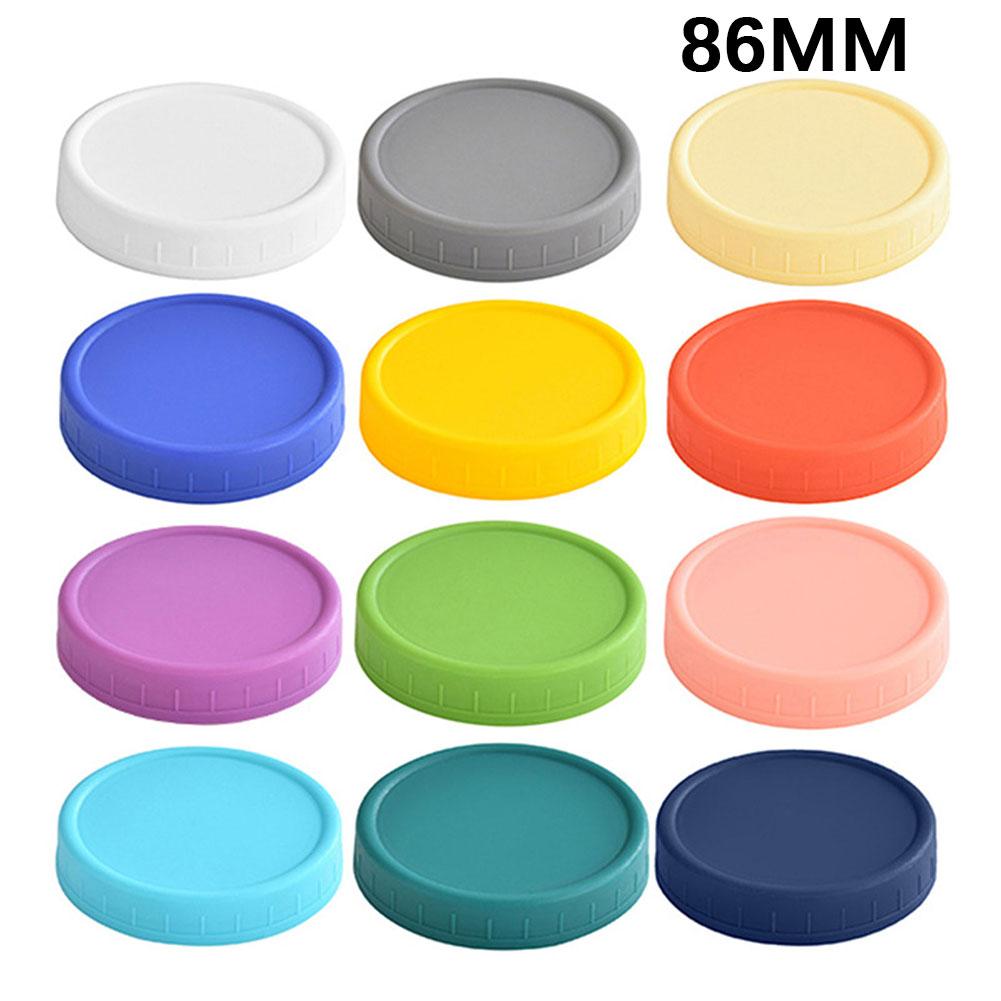 12pcs Mason-Jar Plastic Lids 70mm/86mm Multicolor Compatible Ball Kerr Brands Reusable Leak-proof Sealing Silicone Lids Kitchen