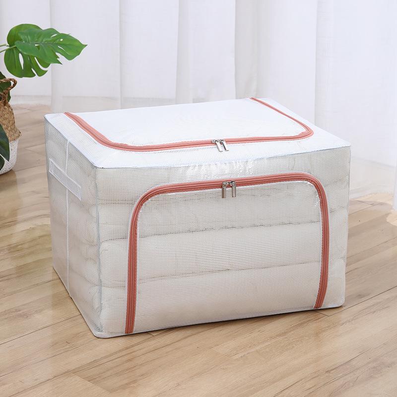 Steel Frame Waterproof Clothes Storage Box - Large Transparent Moisture-Proof Organizer for Quilts