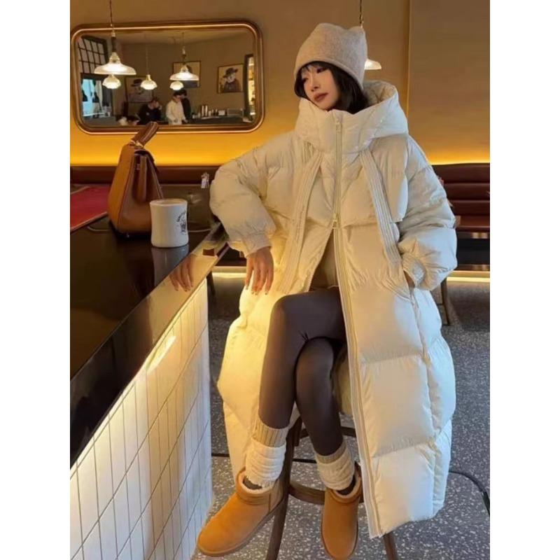 Große Steppdecke verdickt Herbst und Winter neu locker Daunen Baumwollkleidung Damen plus lang Knie Baumwolljacke