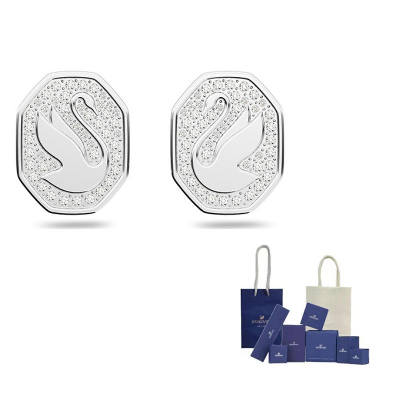Swarovski Signum Palladium Stud Earrings Womens F ( Fits All)-Original Brand Box And Bag белый