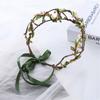 Model Show Flower Crown with Rhinestone Pendant Decors Ethnic Style Headband for Girls Cosplay Fairy for