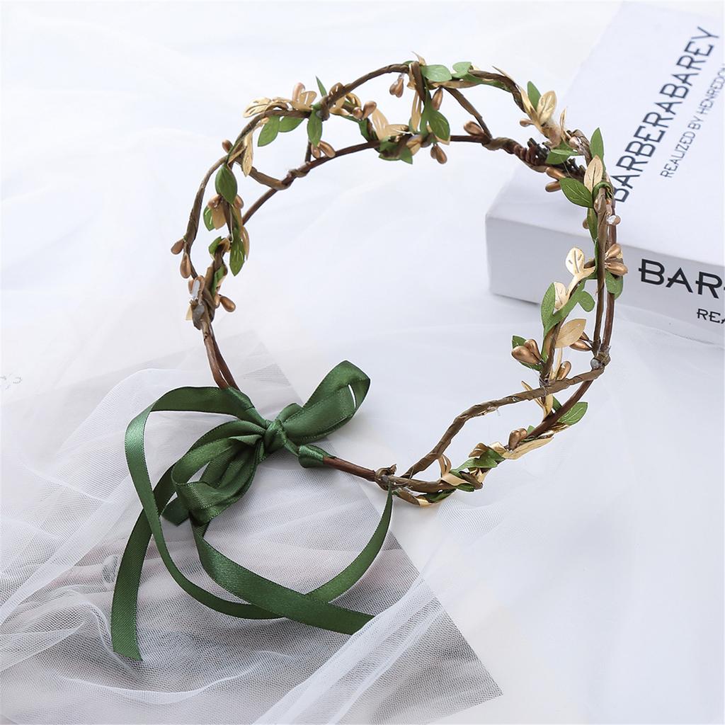 Model Show Flower Crown with Rhinestone Pendant Decors Ethnic Style Headband for Girls Cosplay Fairy for