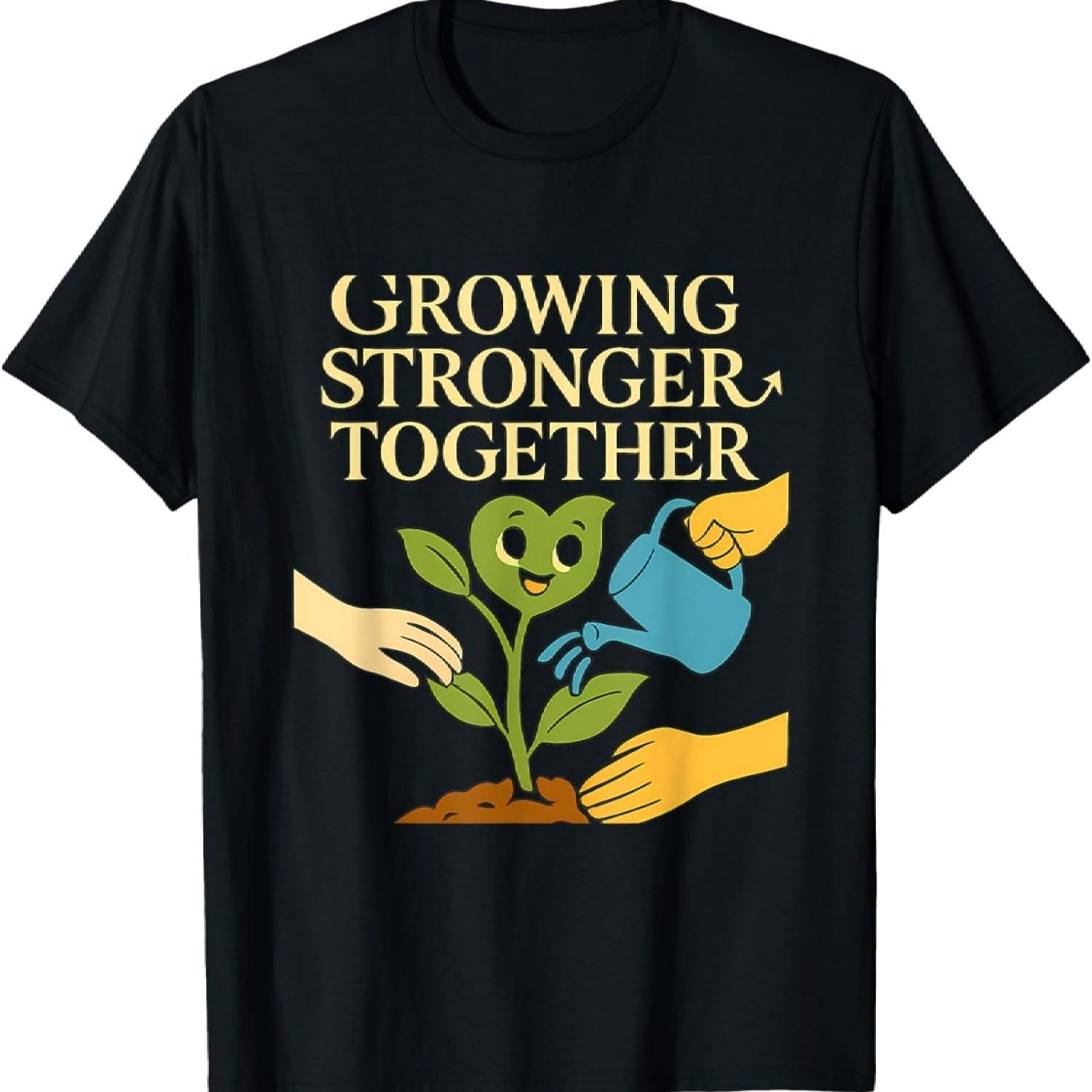 Family Squad Growing Stronger Together Plant Print T-Shirt S
