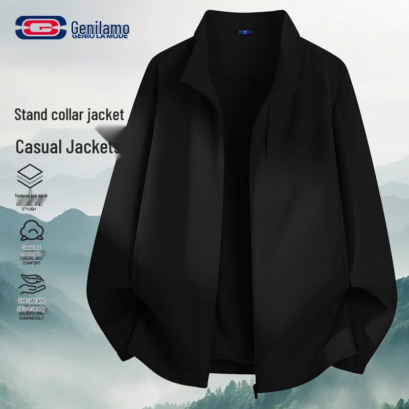 GENIOLAMODE Men s Retro Workwear Stand-up Collar Jacket L