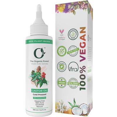 Olio di ricino spremuto a freddo puro al 100% VEGAN di Organic Forest per la crescita dei capelli | Olio per capelli senza esano per donne e uomini |