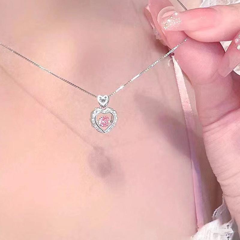 Kadınlar İçin Vintage Gotik Kalp Pembe Kolye Kolyeler Takı