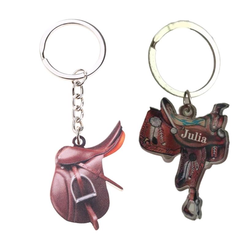 Colorful Saddles Pendant Keychain Acrylic Key Rings Accessory Handmade Keyring Bag Decoration Unique Gifts for Women