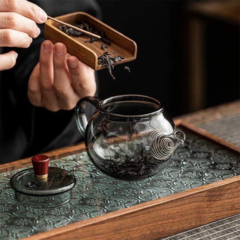 260ml Small Capacity High Borosilicate Glass Teapot With Filter Hole Brewing Herbal Flower Green Tea Pot Kung Fu Tea Set