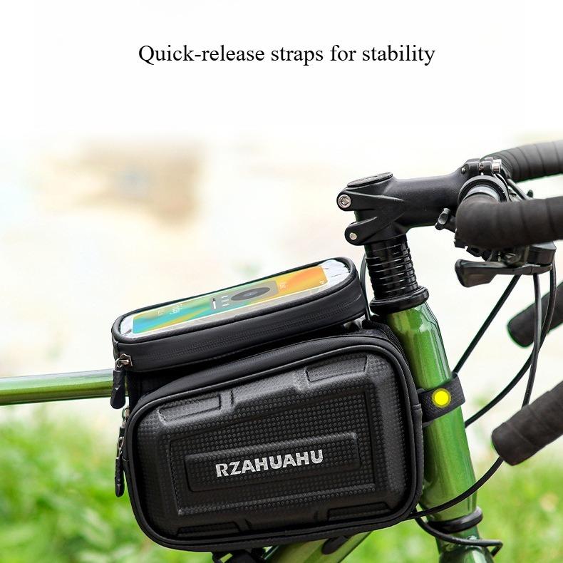 Bike Front Beam Bag Support Touch Screen Bike Phone Mount Bag Large Capacity Cycling Top Tube Bag for 7in Phones