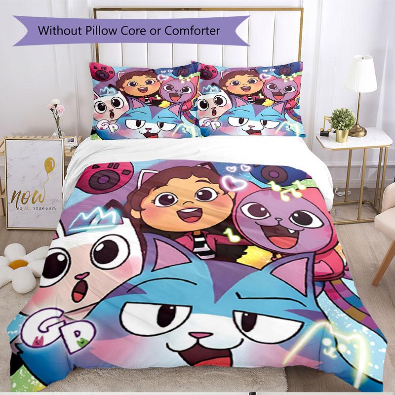 3pcs Duvet Cover Set (1*Duvet Cover + 2*Pillowcase, Without Core), Gabby's Dollhouse Print Soft All‑Season Bedding Set, Home Bedroom Decor Gift