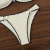White Swimwear 2 Piece Strapless Swimsuit Women Sexy Bandeau Backless Bikini Set Lace-up Patchwork Beach Bathing Suit 2025 New