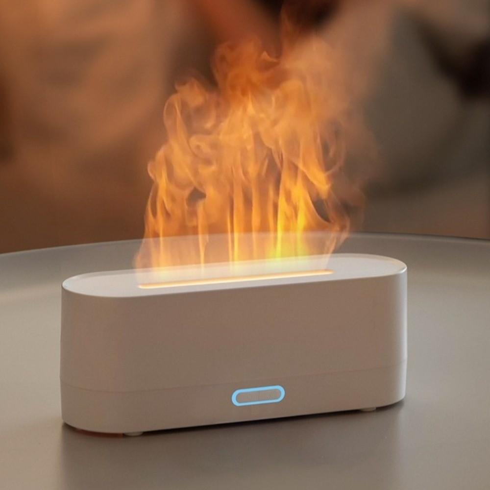 Waterless Auto-Off Flame Air Humidifier RGB Flame Ultrasonic Mist Maker  Air Purification