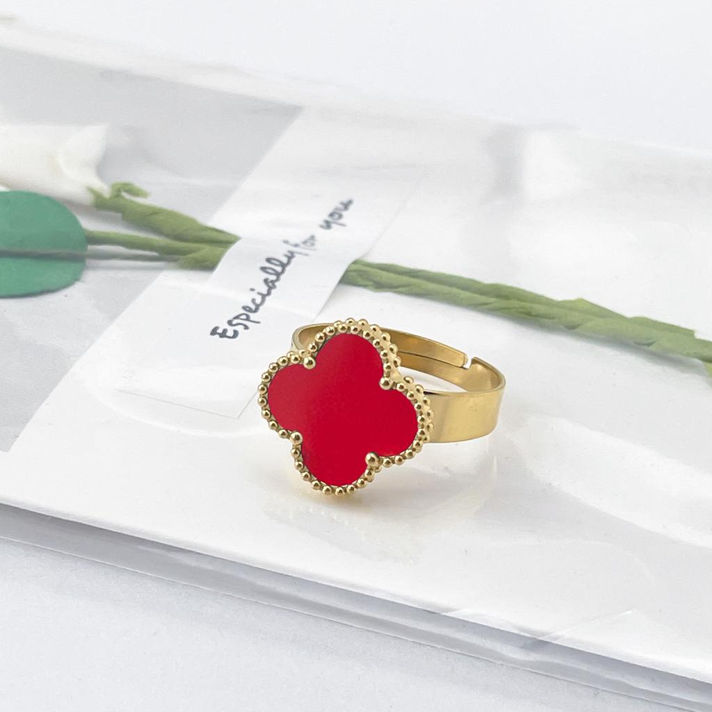 New 15mm Large Fashion Clover Ring Adjustable Opening Ring Simple Personalized Ring
