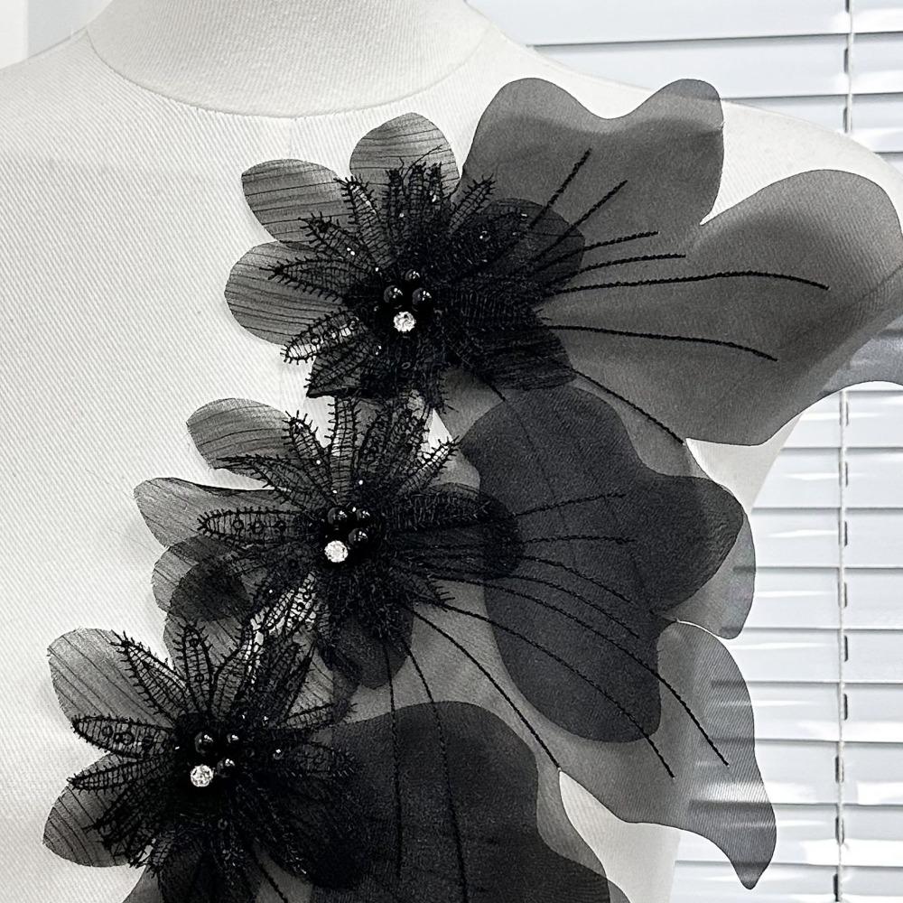3D Dress Cloth Pin Multi-layer Embroidery Studded Patch New Organza Flower Patch  Corsage Accessory