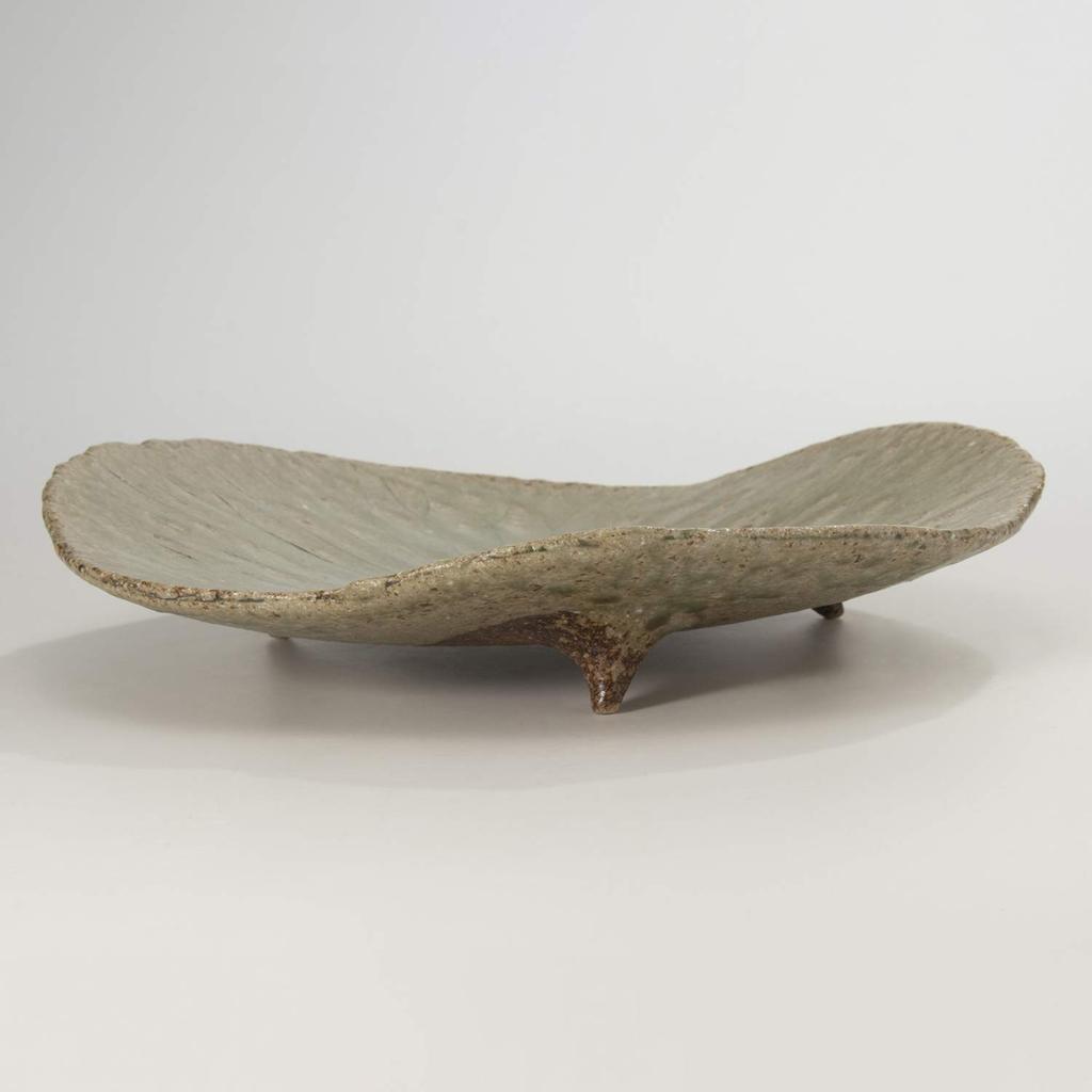 Marui Seito Shigaraki Ware Hechimon Farfurie cu picior Frunză de lotus 3-1587